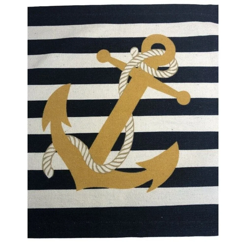 Anchor Nautical Placemats Navy White Stripes Set of 4 Beach Summer Machine Wash